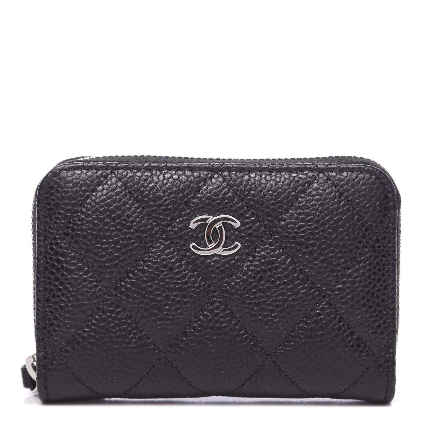 Caviar Quilted Zip Coin Purse Black