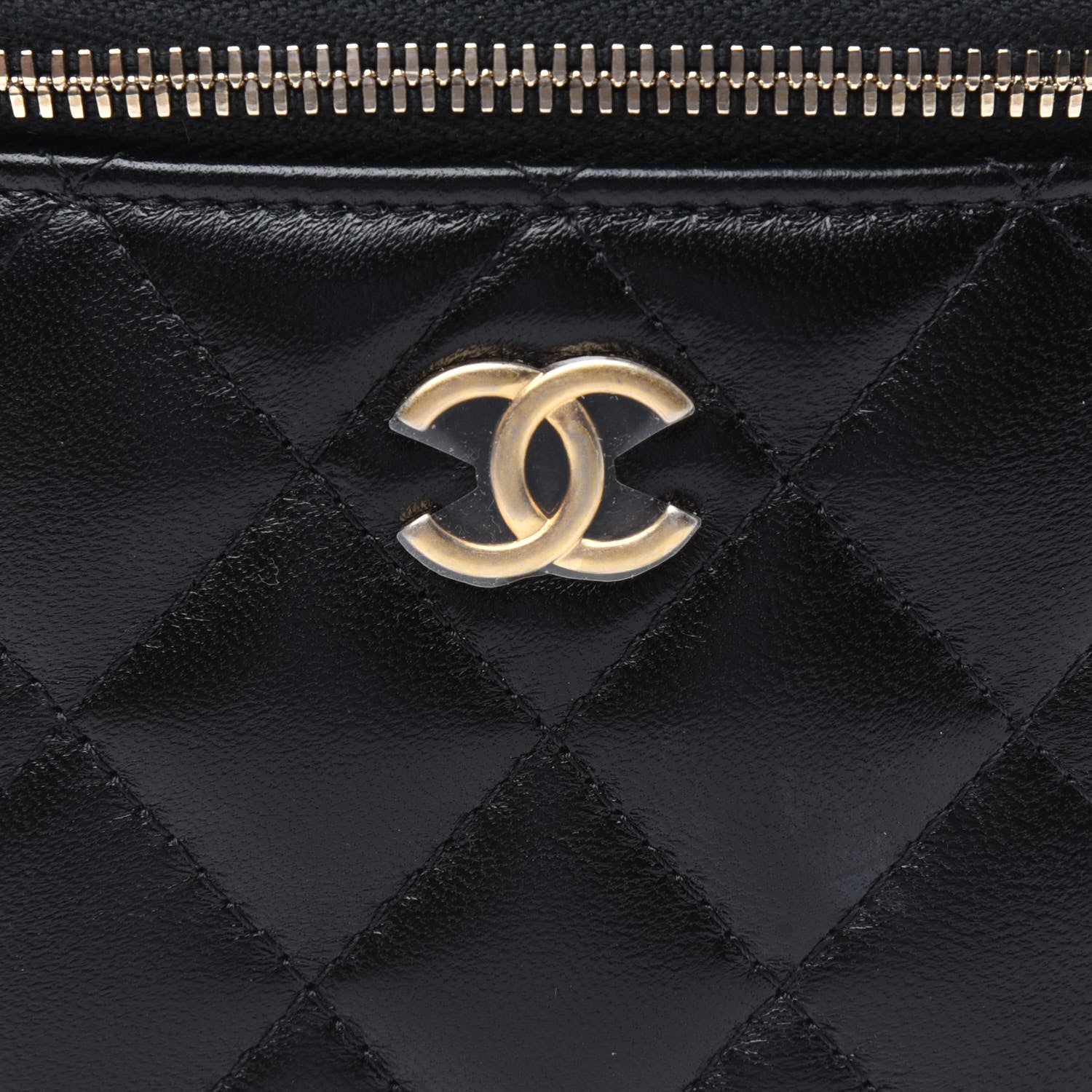 Chanel Lambskin Quilted Top Handle Mini Vanity Case With Chain Black 11 of 13