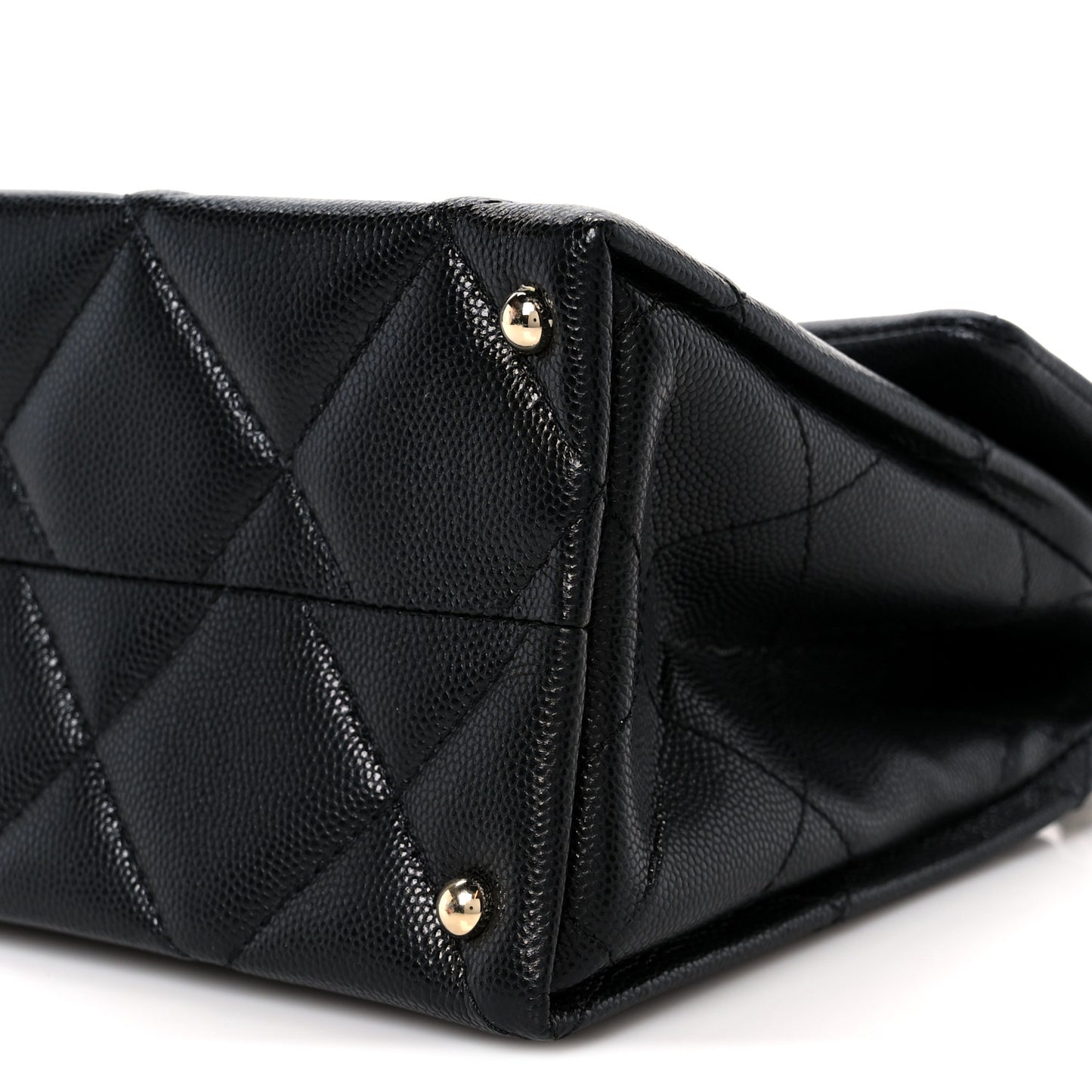 Caviar Quilted Mini Retro Twist Top Handle Flap Black