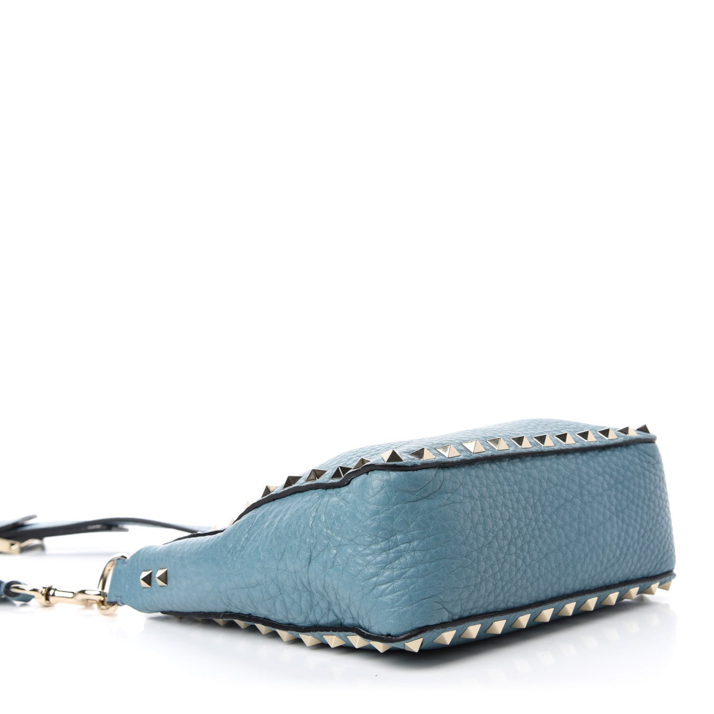 Pebbled Calfskin Mini Rockstud Flip-Lock Messenger Bag Atlantique