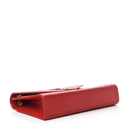 Saint Laurent Grain De Poudre Matelasse Chevron Large Monogram Satchel Lipstick Red 4 of 11