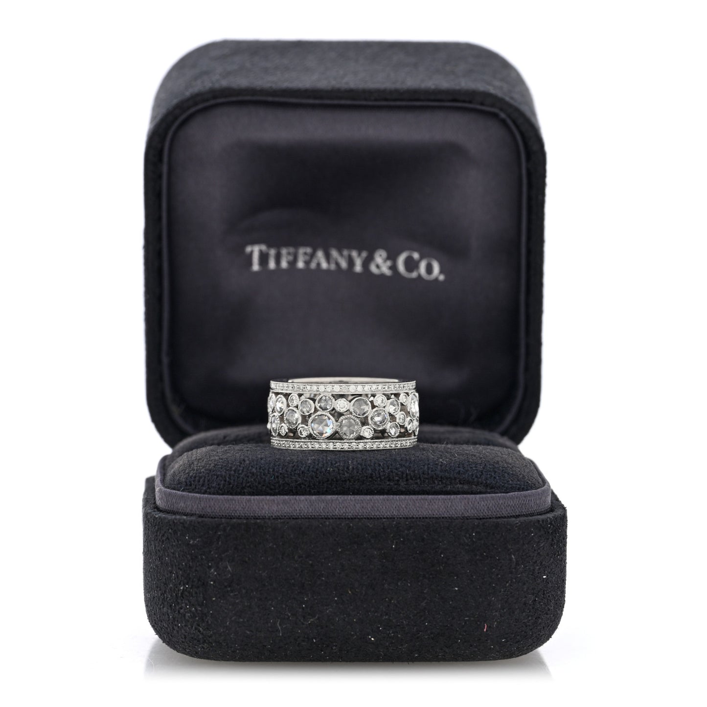 Platinum Diamond Cobblestone Band Ring 57 8