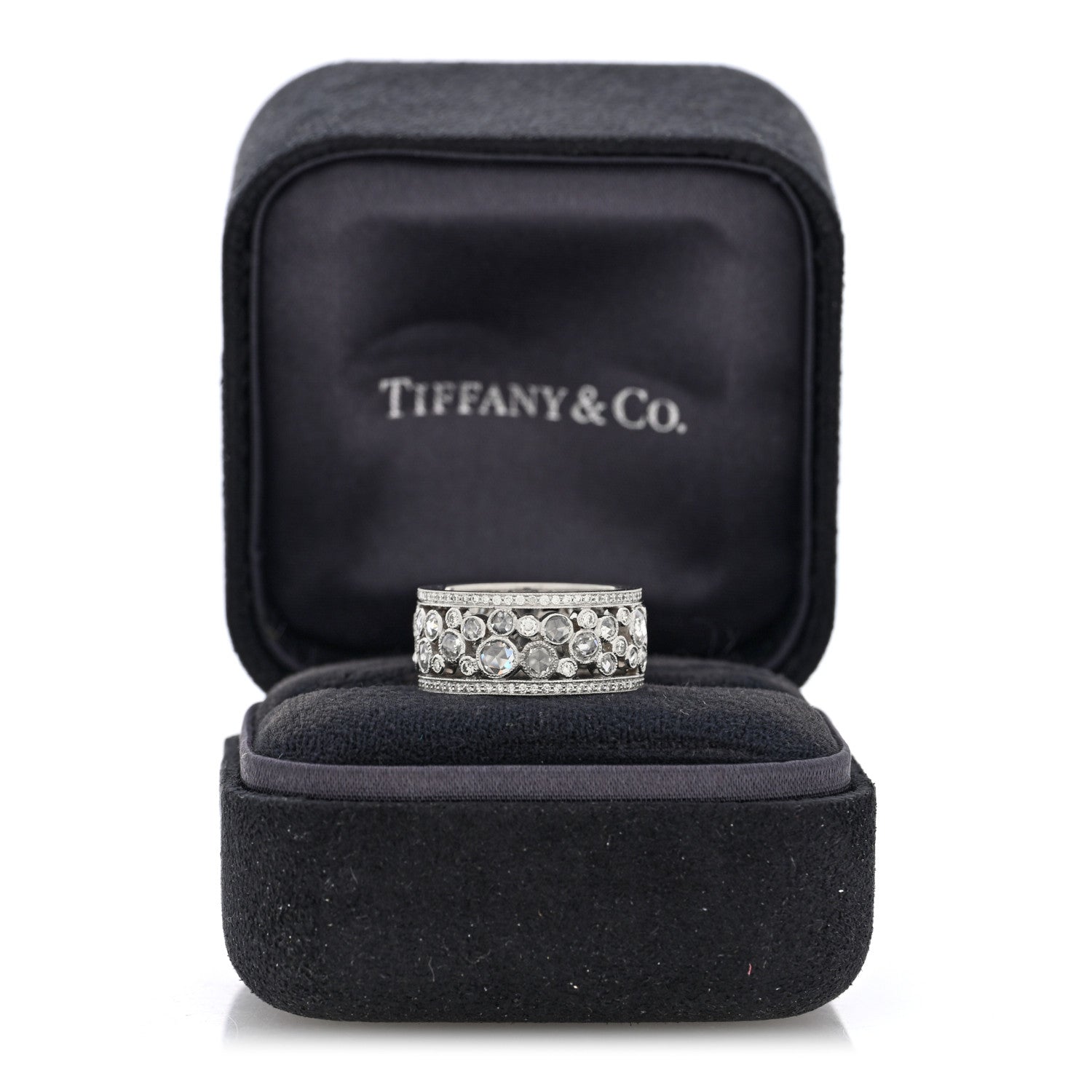 Tiffany Platinum Diamond Cobblestone Band Ring 57 8 5 of 5