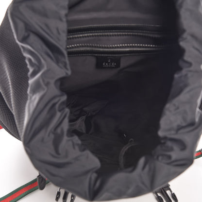 Gucci Mesh Web Hollywood Embroidered Double Buckle Backpack Black 5 of 7