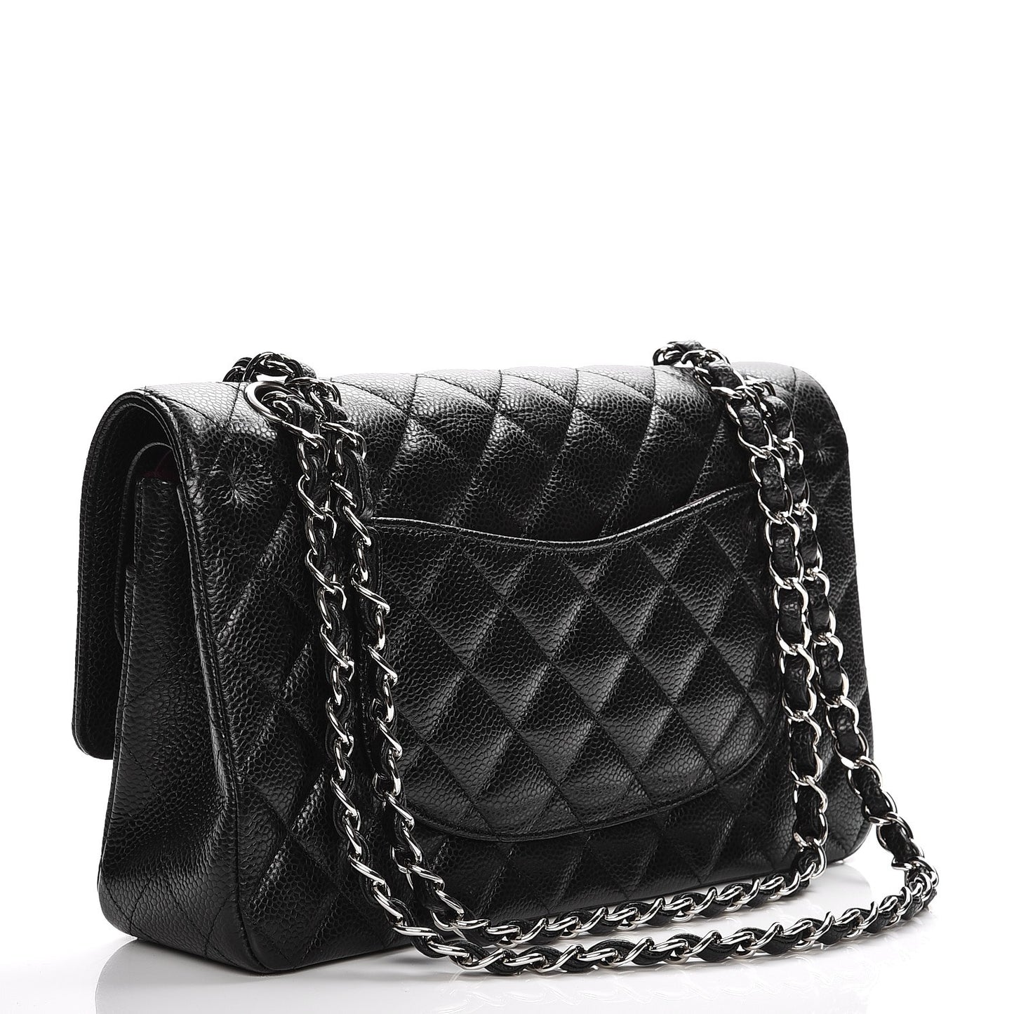 Caviar Quilted Medium Double Flap Black