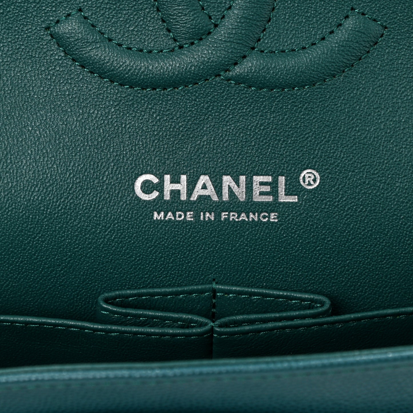Caviar Quilted Medium Double Flap Dark Green