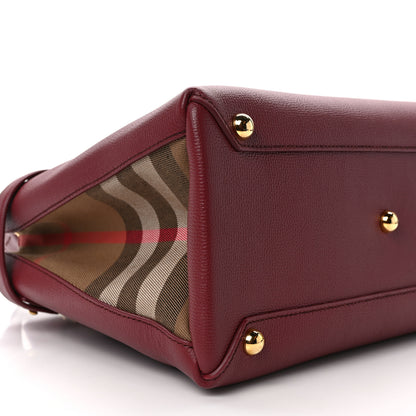 Burberry Derby Calfskin House Check Medium Banner Tote Crimson 9 of 12