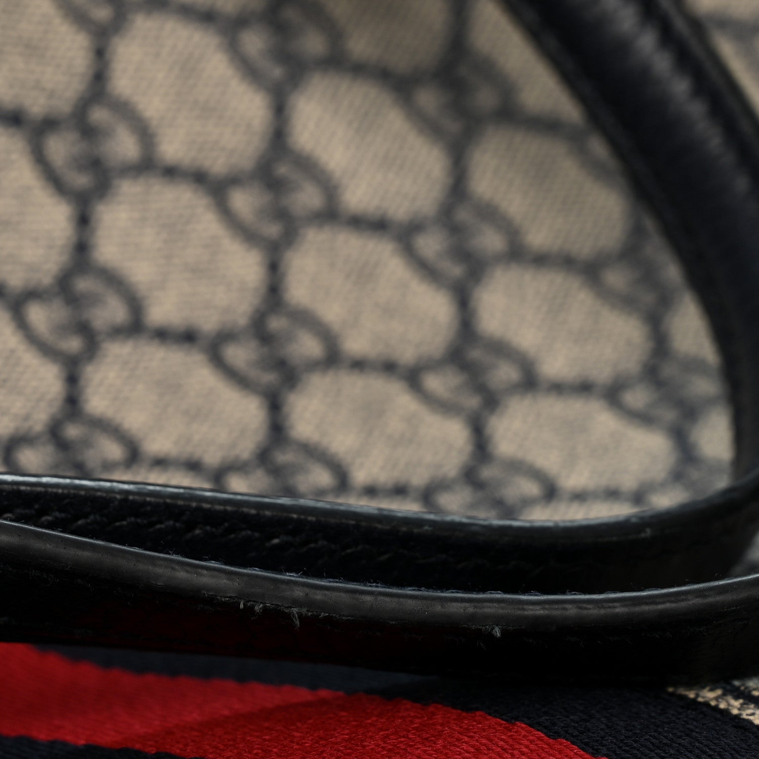 Gucci GG Supreme Monogram Textured Calfskin Web Medium Ophidia Shopping Tote Beige Blue 11 of 13