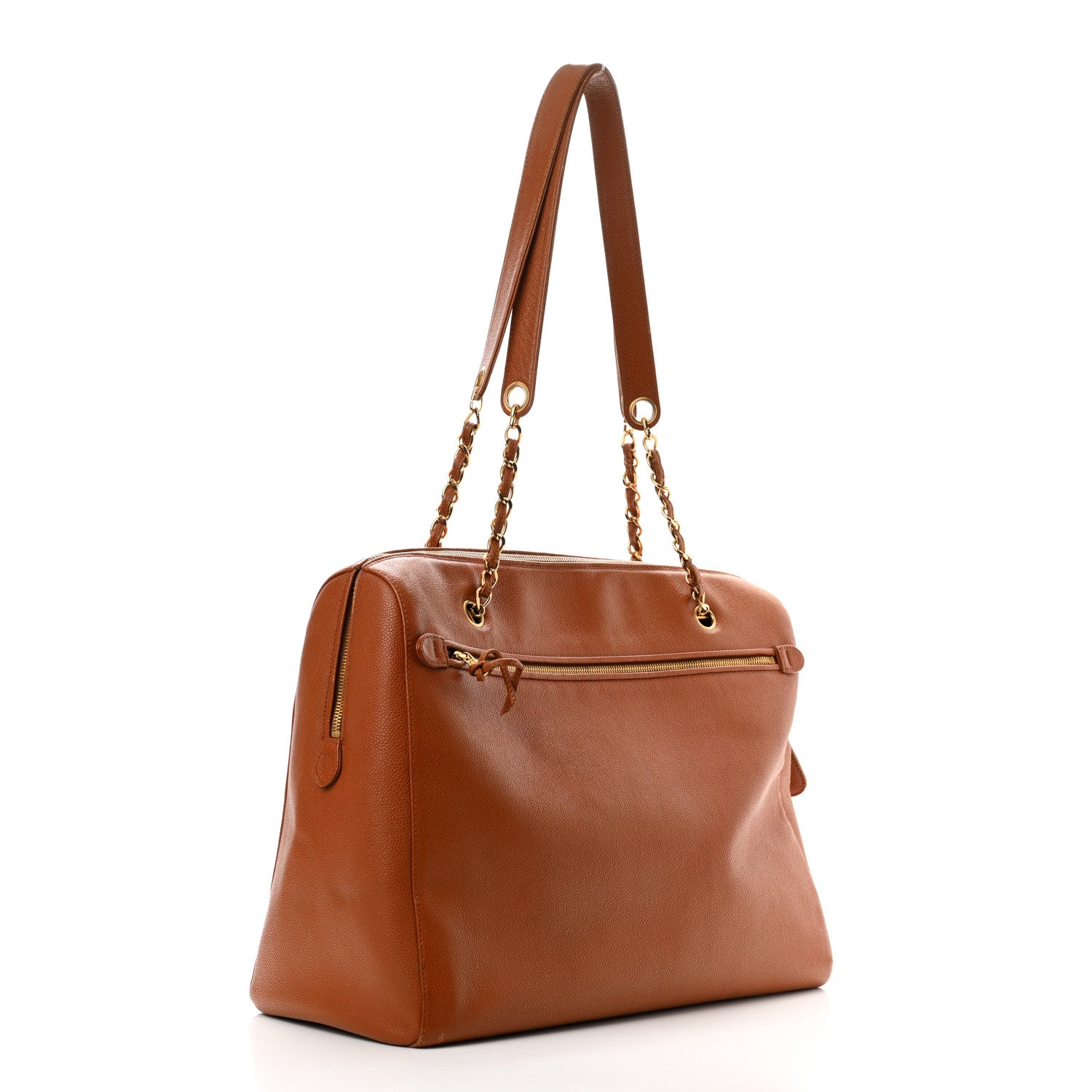 Chanel Caviar Large CC Shoulder Bag Light Brown 3 of 12