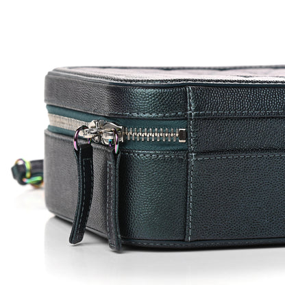 Chanel Iridescent Caviar Quilted Medium CC Filigree Vanity Case Dark Turquoise 8 of 9