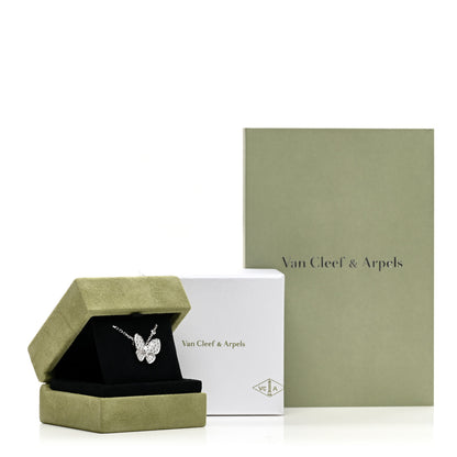 Van Cleef & Arpels 18K White Gold Diamond Two Butterfly Pendant Necklace 6 of 6