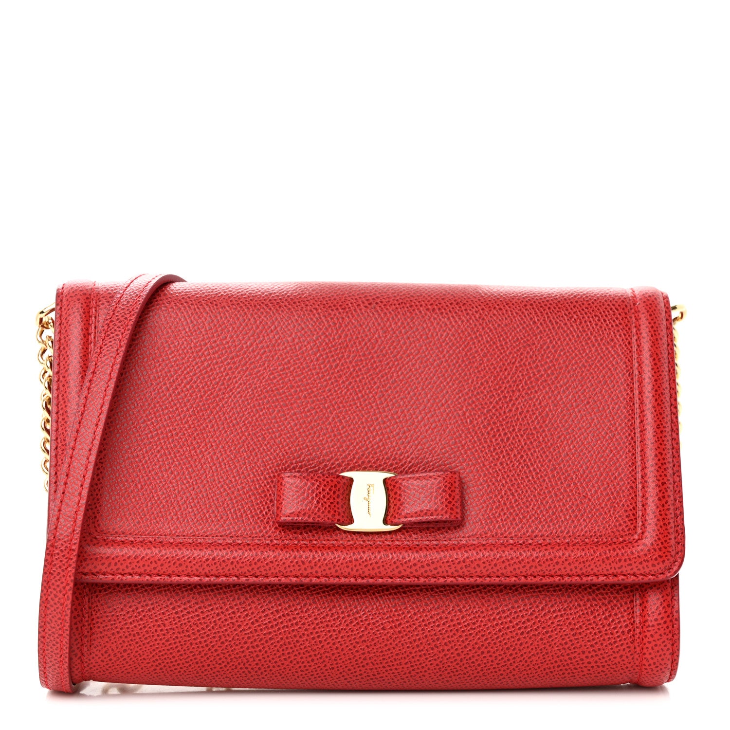 Salvatore Ferragamo Hammered Calfskin Vara Bow Minibag Red 1 of 11
