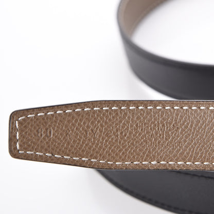 Hermes Swift Epsom 24mm Belt Strap 80 Black Etoupe 4 of 6