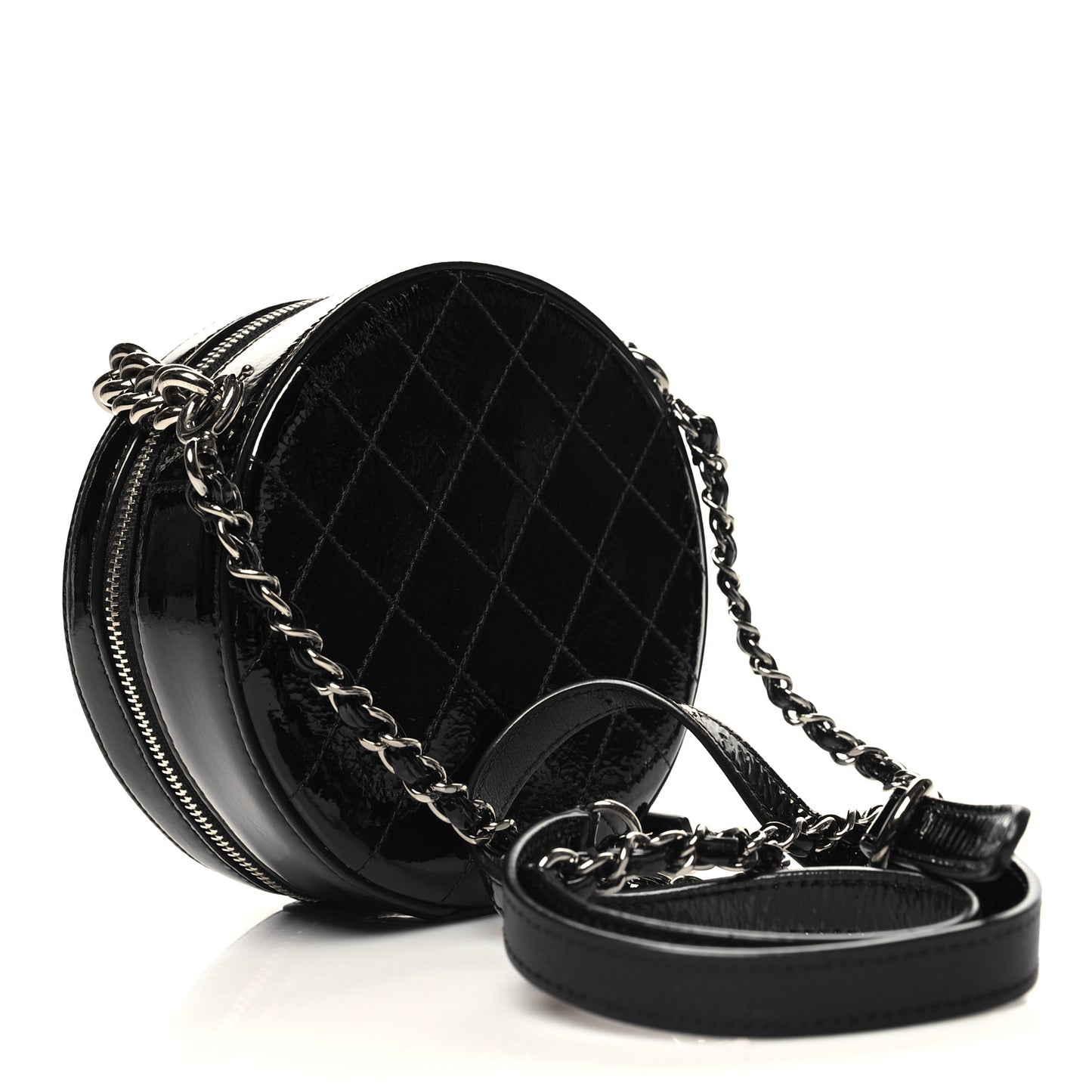 Patent Round As Earth Evening Bag Black
