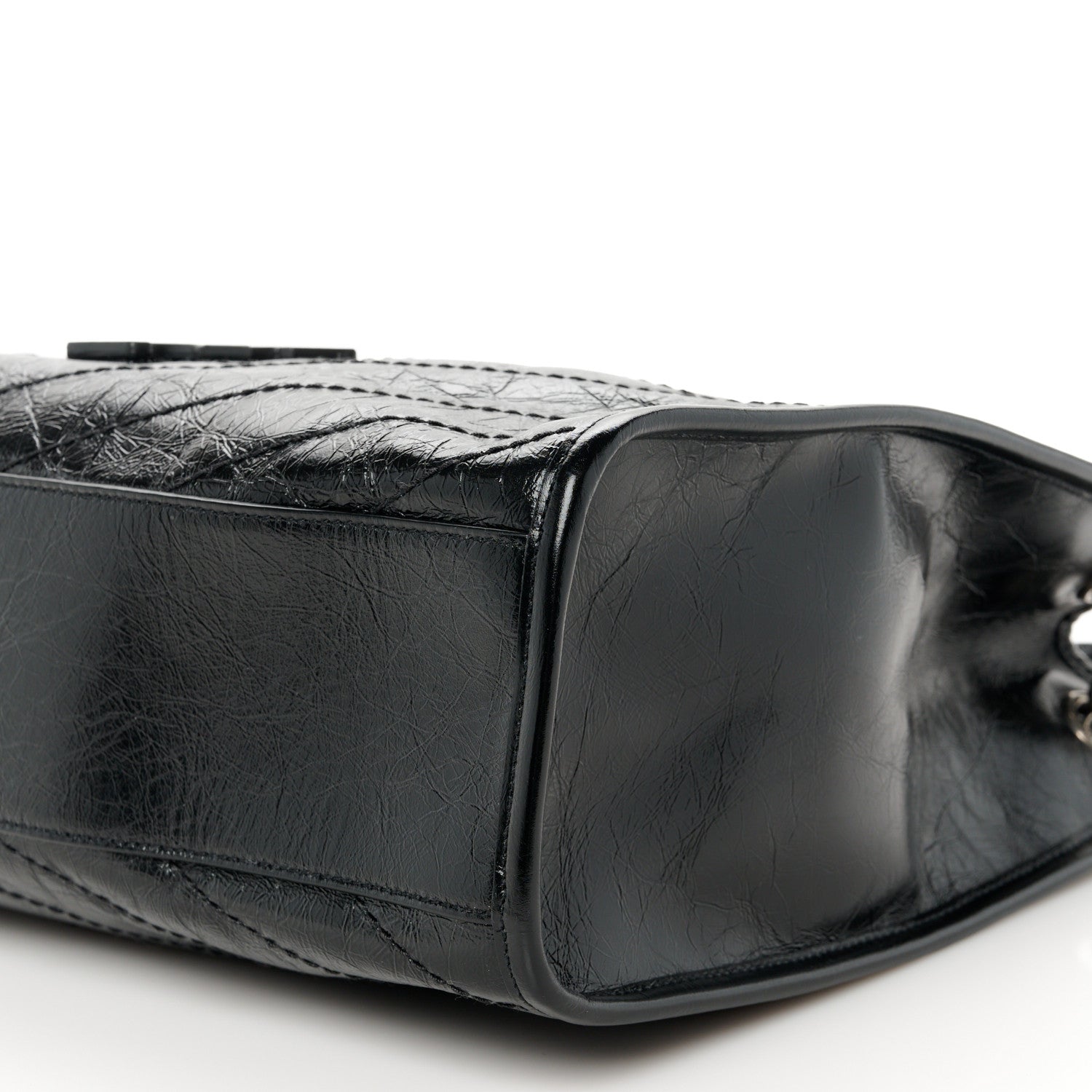 Saint Laurent Crinkled Calfskin Matelasse Monogram Medium Niki Shopper Tote Black 10 of 11