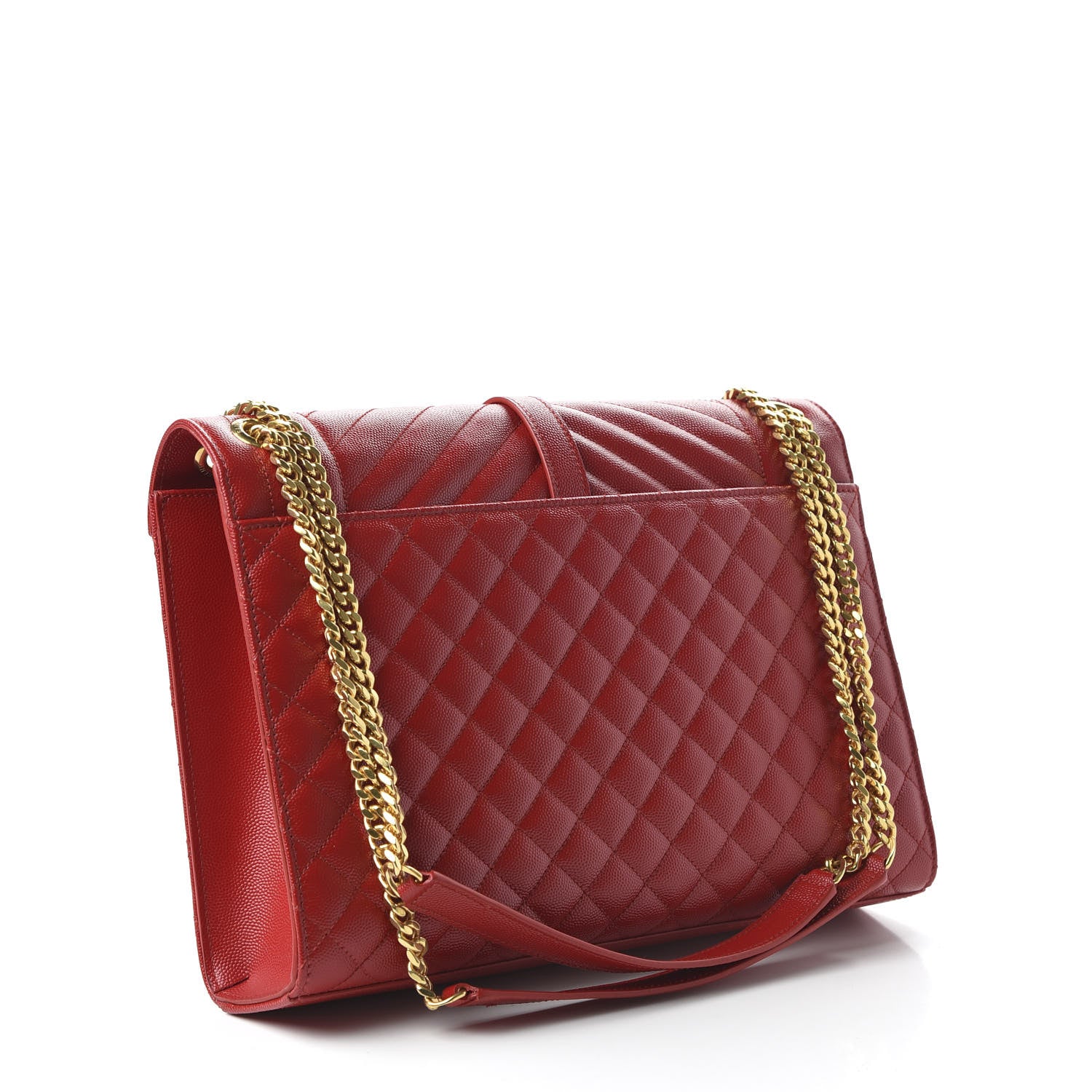 Saint Laurent Grain De Poudre Mixed Matelasse Large Triquilt Monogram Satchel New Red 3 of 9