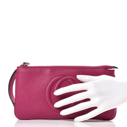 Gucci Pebbled Calfskin Soho Wristlet Bright Bougainvillea 2 of 8