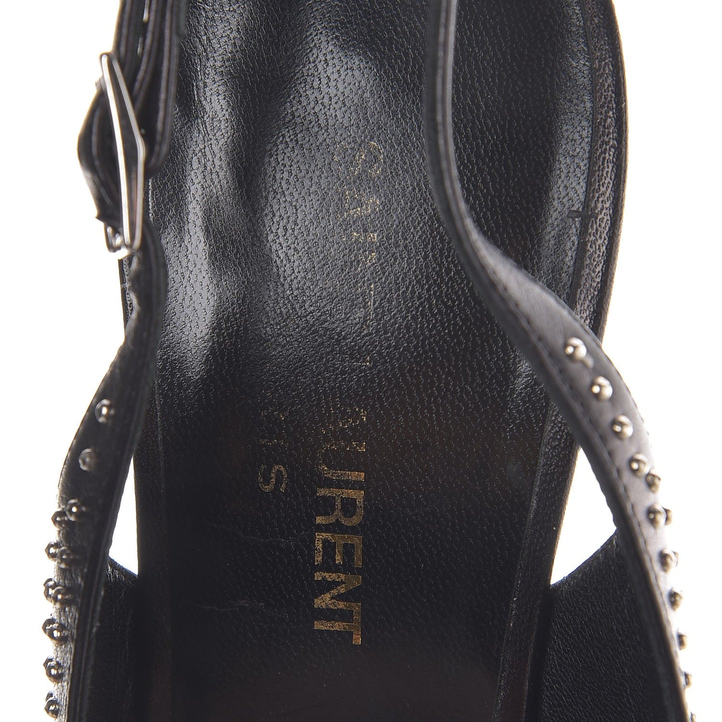 Calfskin Studded Paris 105 Slingback Pumps 38.5 Black