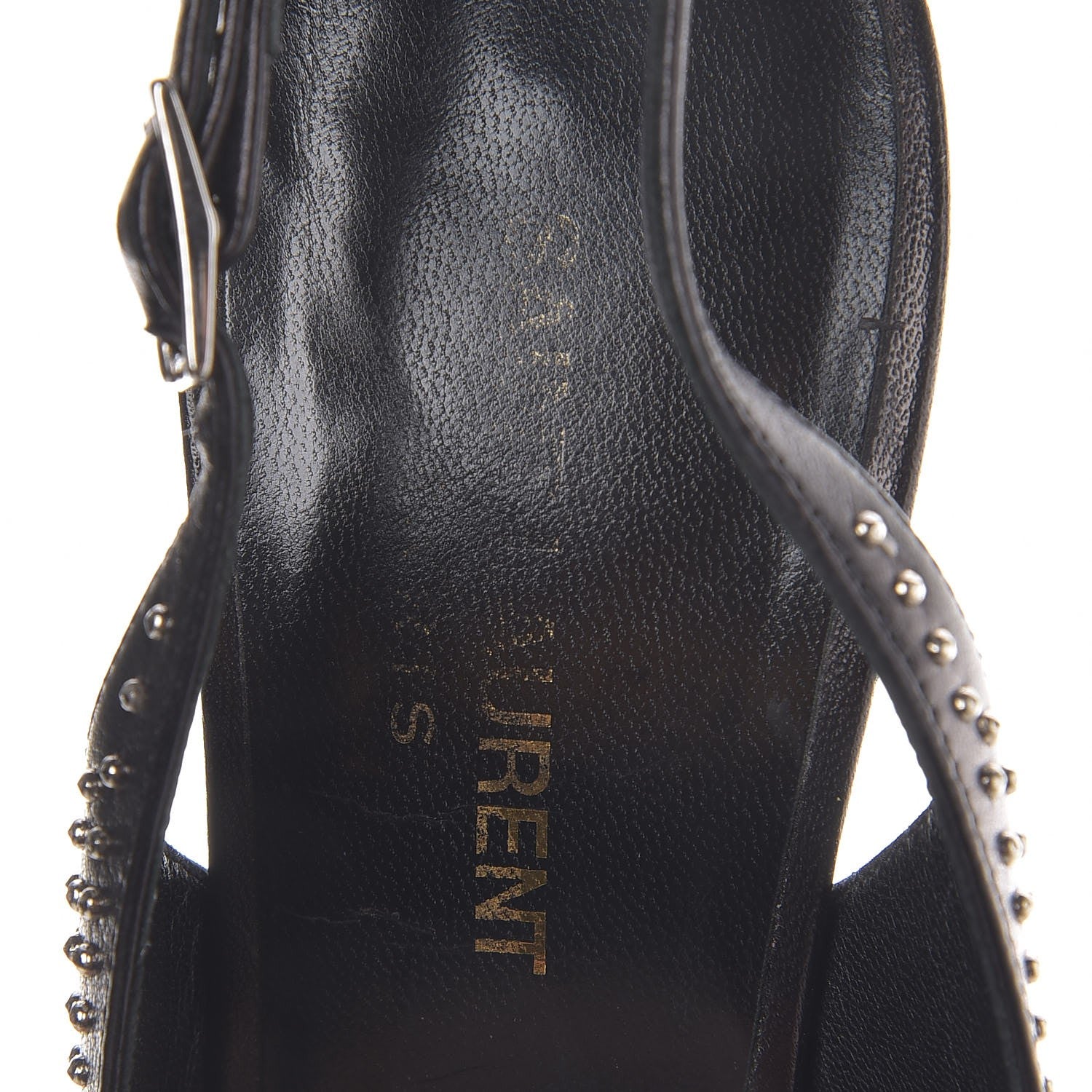 Saint Laurent Calfskin Studded Paris 105 Slingback Pumps 38.5 Black 9 of 12