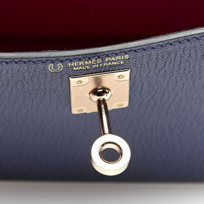 Hermes Chevre Mysore Horseshoe Mini Kelly Sellier 20 Bleu Encre Rose Pourpre 6 of 11