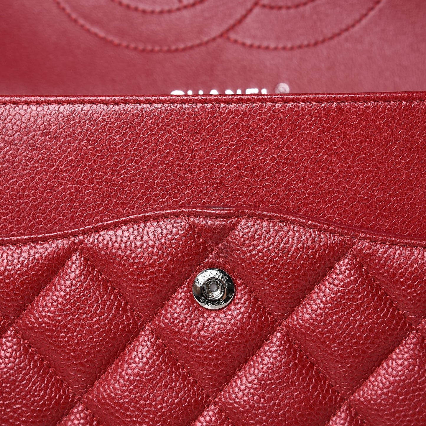 Pearly Caviar Quilted Jumbo Double Flap Dark Pink