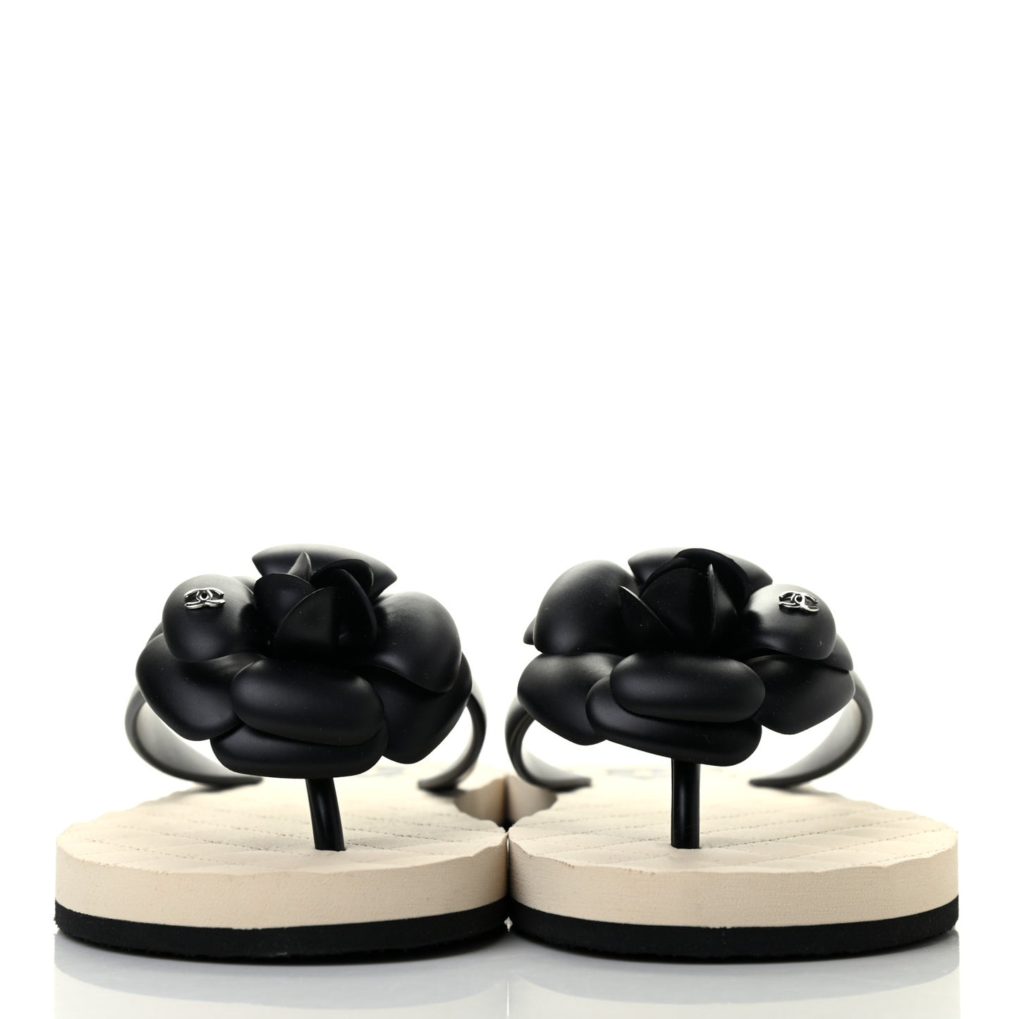 PVC Camellia Thong Sandals 37 Black