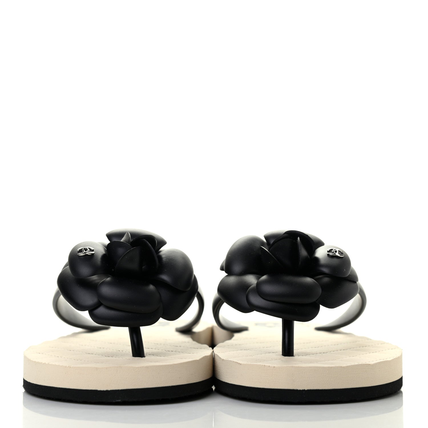 Chanel PVC Camellia Thong Sandals 37 Black 2 of 9
