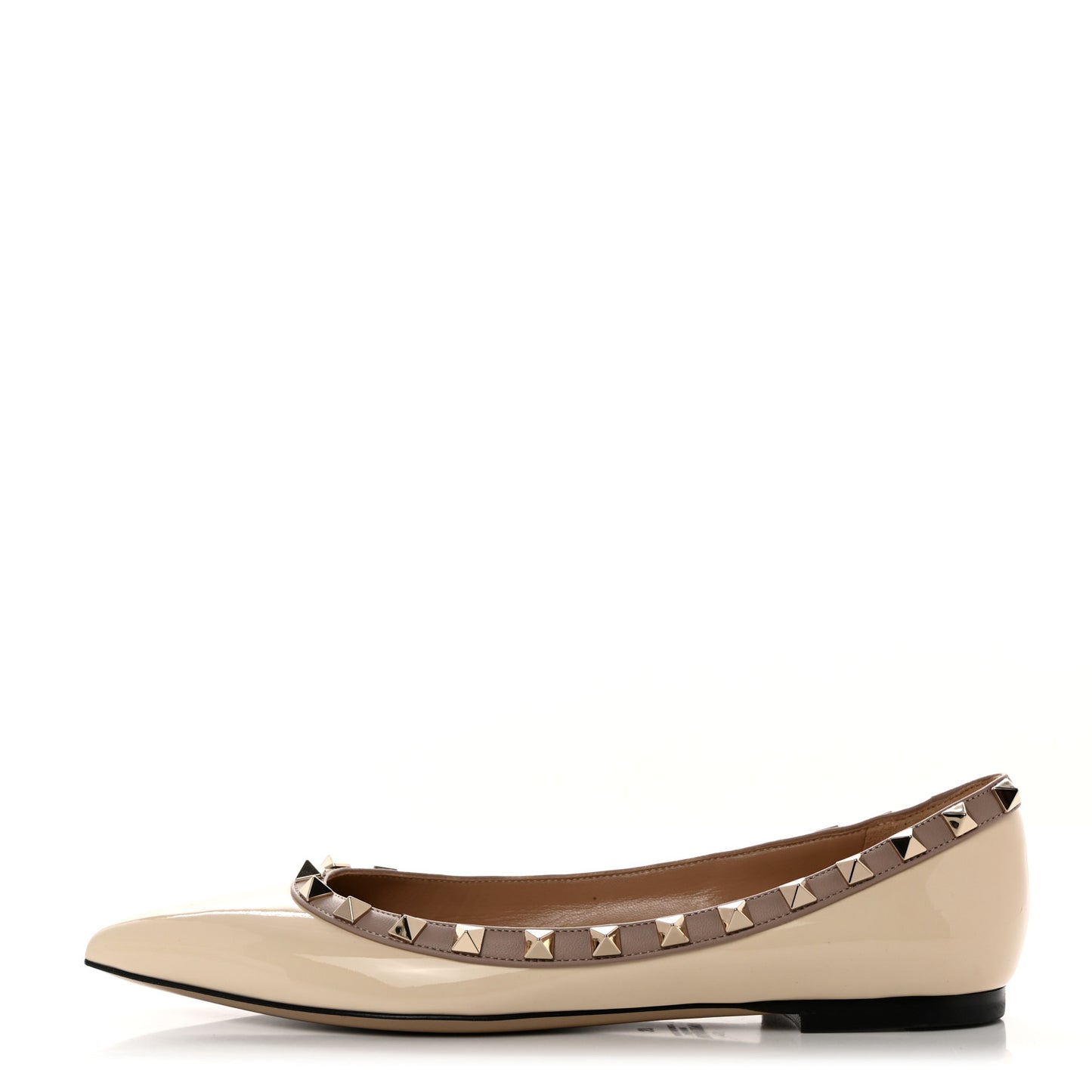 Patent Rockstud Ballerina Flats 37 Light Ivory Poudre