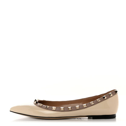 Valentino Garavani Patent Rockstud Ballerina Flats 37 Light Ivory Poudre 1 of 9