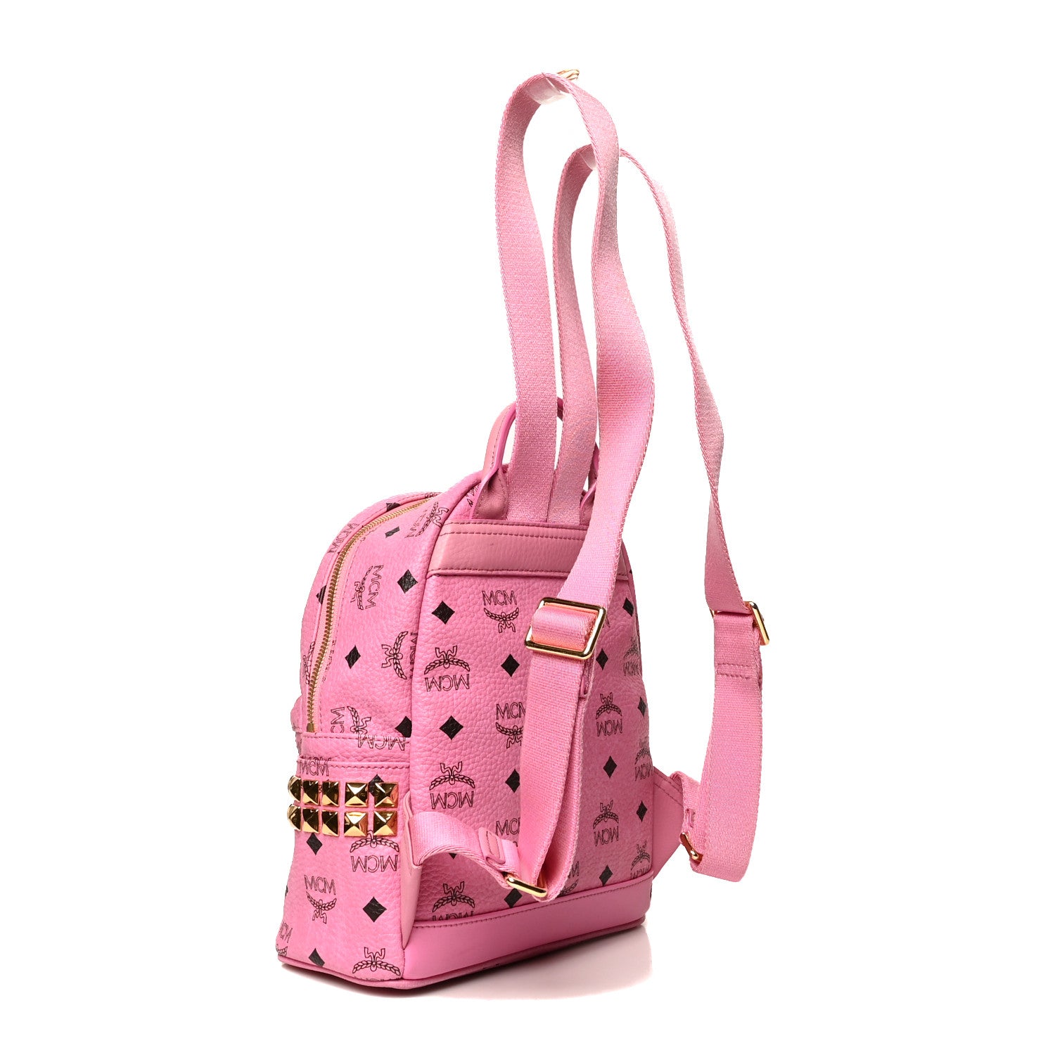 MCM Visetos Side Stud Mini Stark Backpack Pink 3 of 12