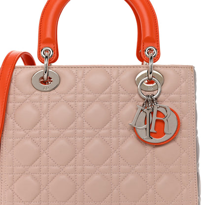 Christian Dior Lambskin Cannage Medium Tri-Color Lady Dior Rose Pale Multicolor 7 of 9