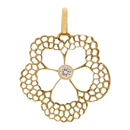 Buccellati 18K Yellow Gold Diamond Flower Pendant 1 of 4