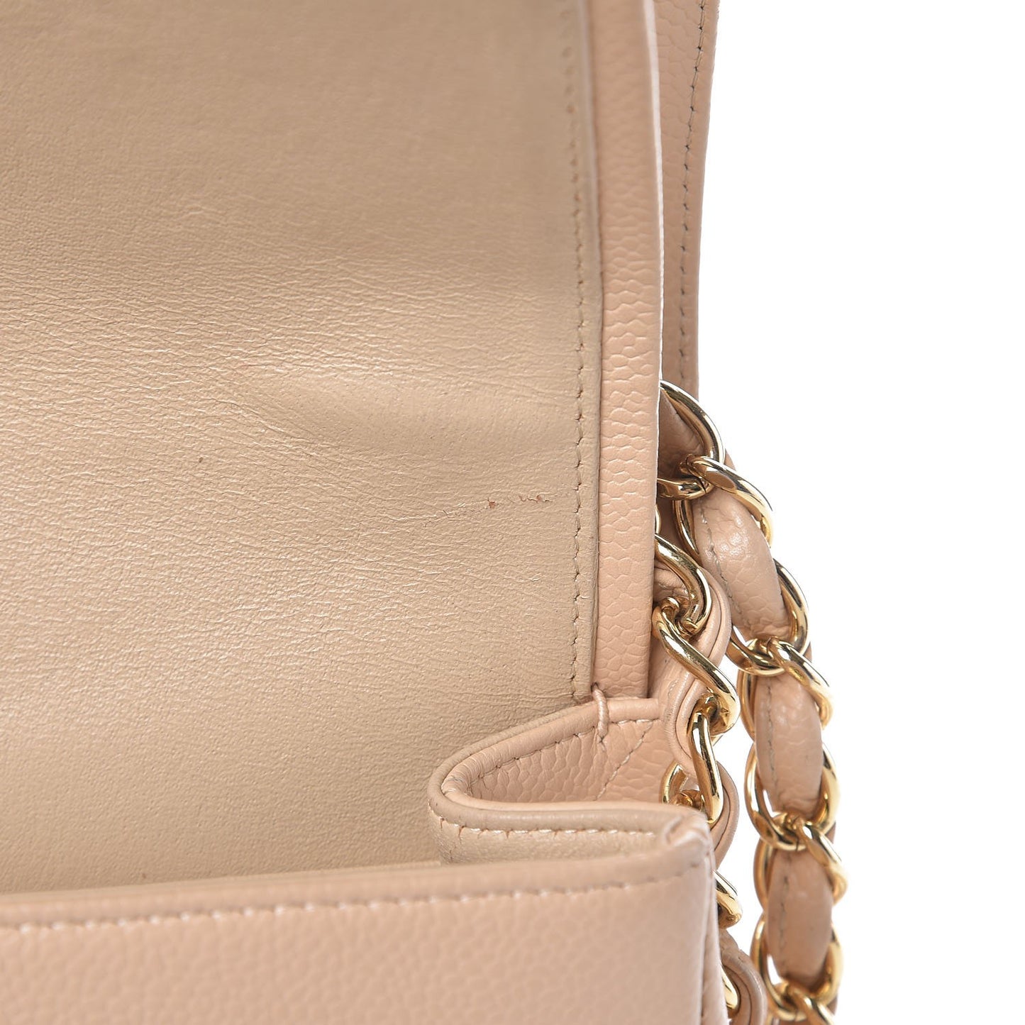 Caviar Quilted Jumbo Double Flap Beige Clair