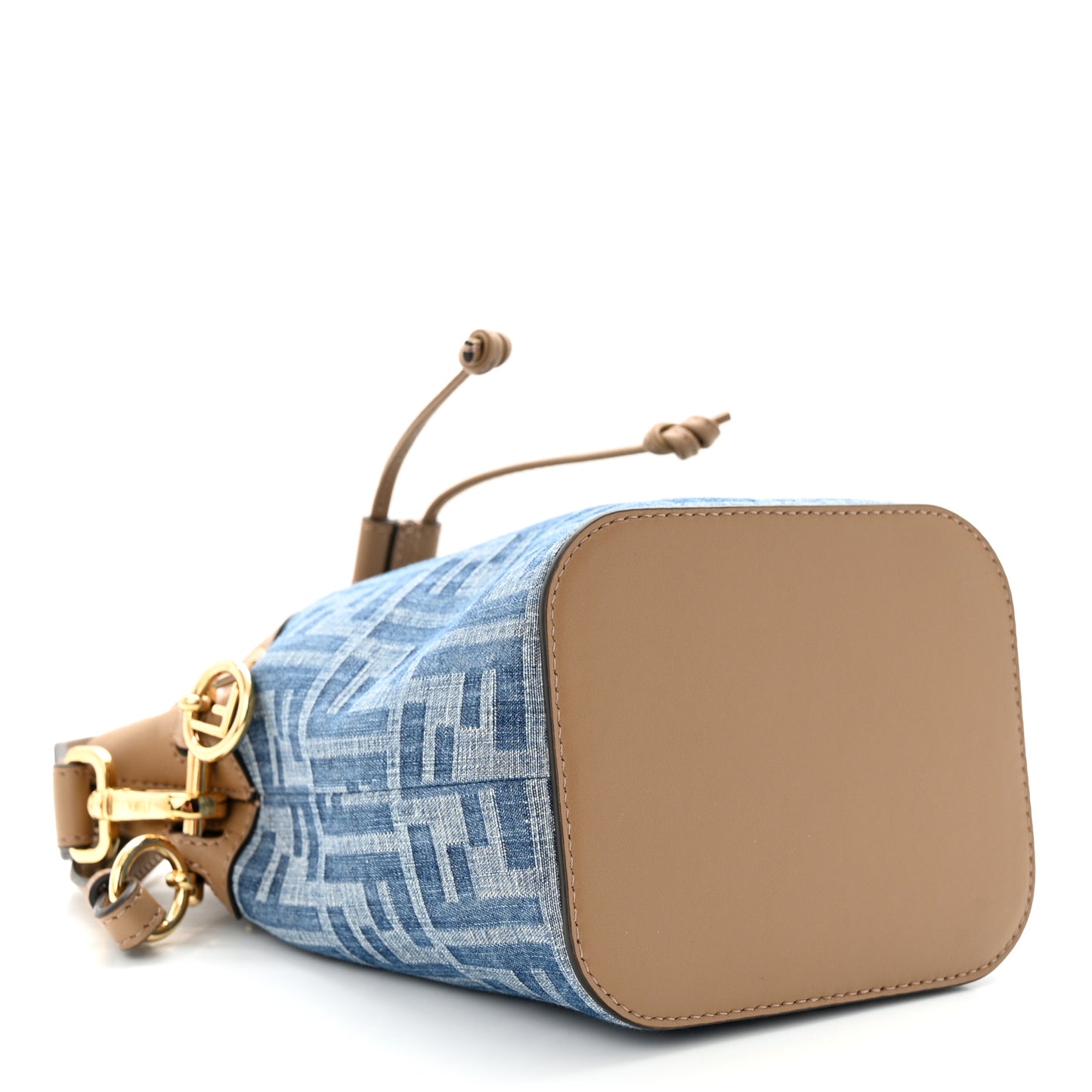 Denim Vitello King F is Fendi FF Embroidered Mini Mon Tresor Bucket Bag