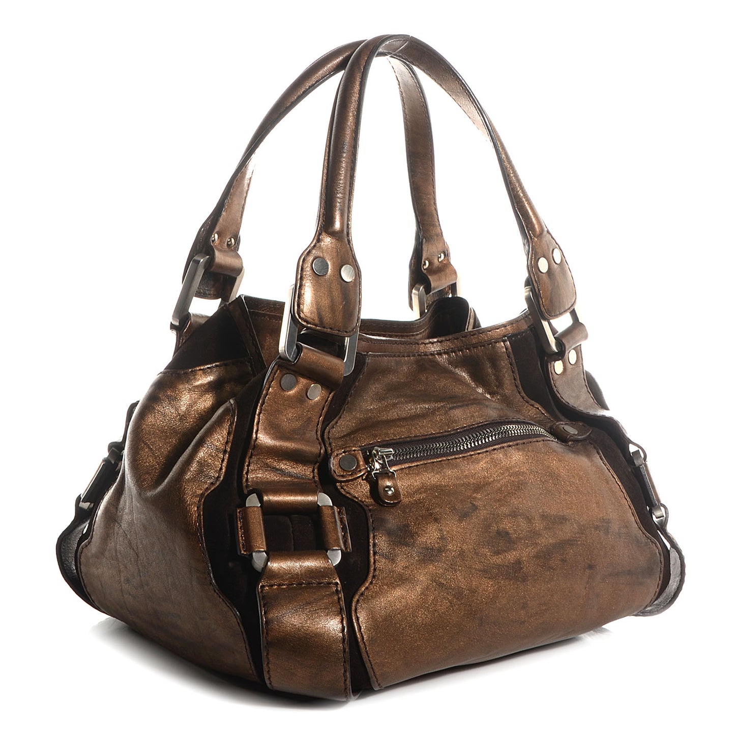 Metallic Leather Suede Mahala Bronze