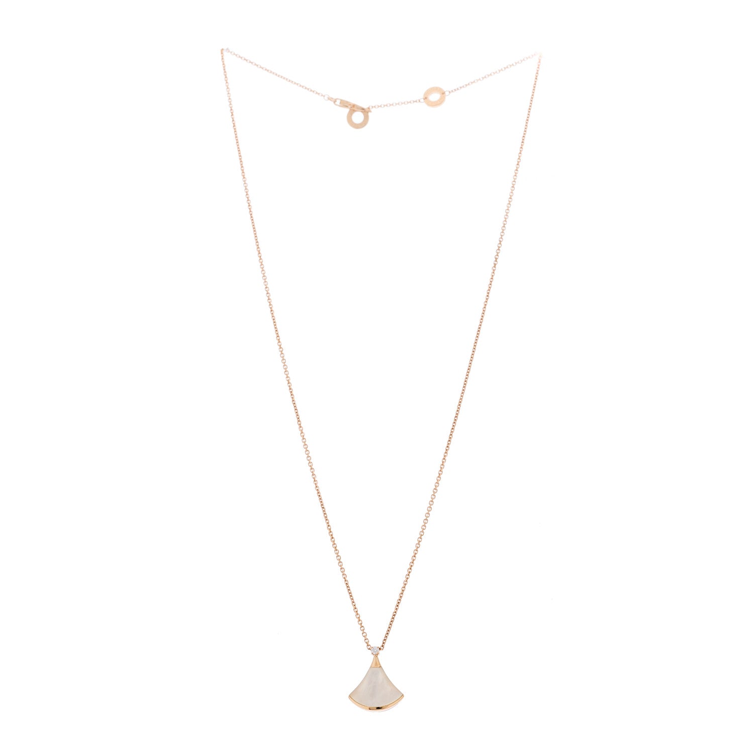 Bulgari 18K Rose Gold Diamond Mother of Pearl Small Divas' Dream Pendant Necklace 3 of 6