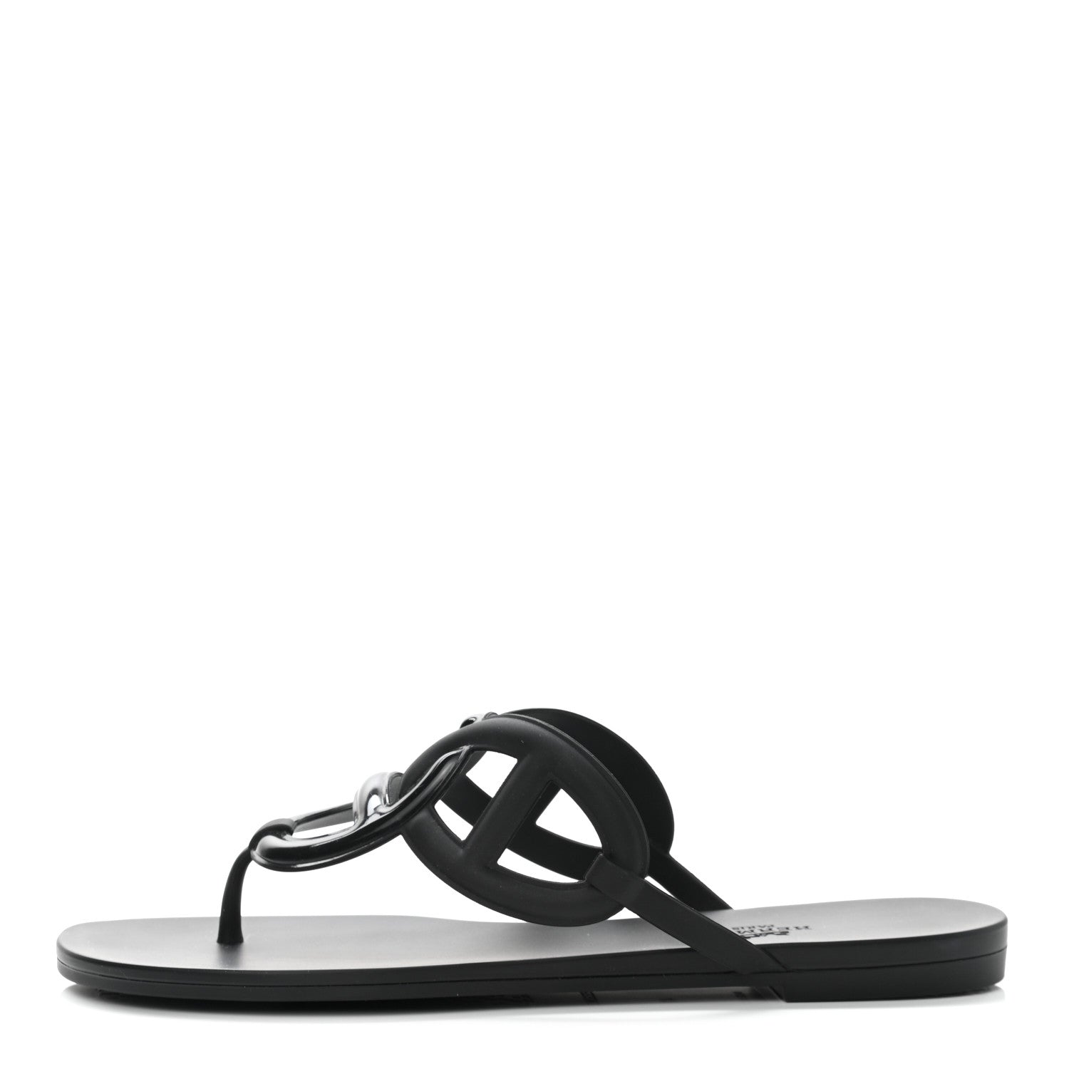 Hermes Rubber Womens Egerie Sandals 41 Black 1 of 8