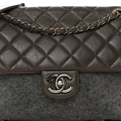 Chanel Felt Glazed Calfskin Quilted Edelweiss Flower Flap Grey 8 of 10