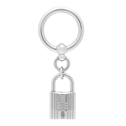 Hermes Palladium Mini Loop Charms Cadenas Scarf Ring Silver 1 of 5