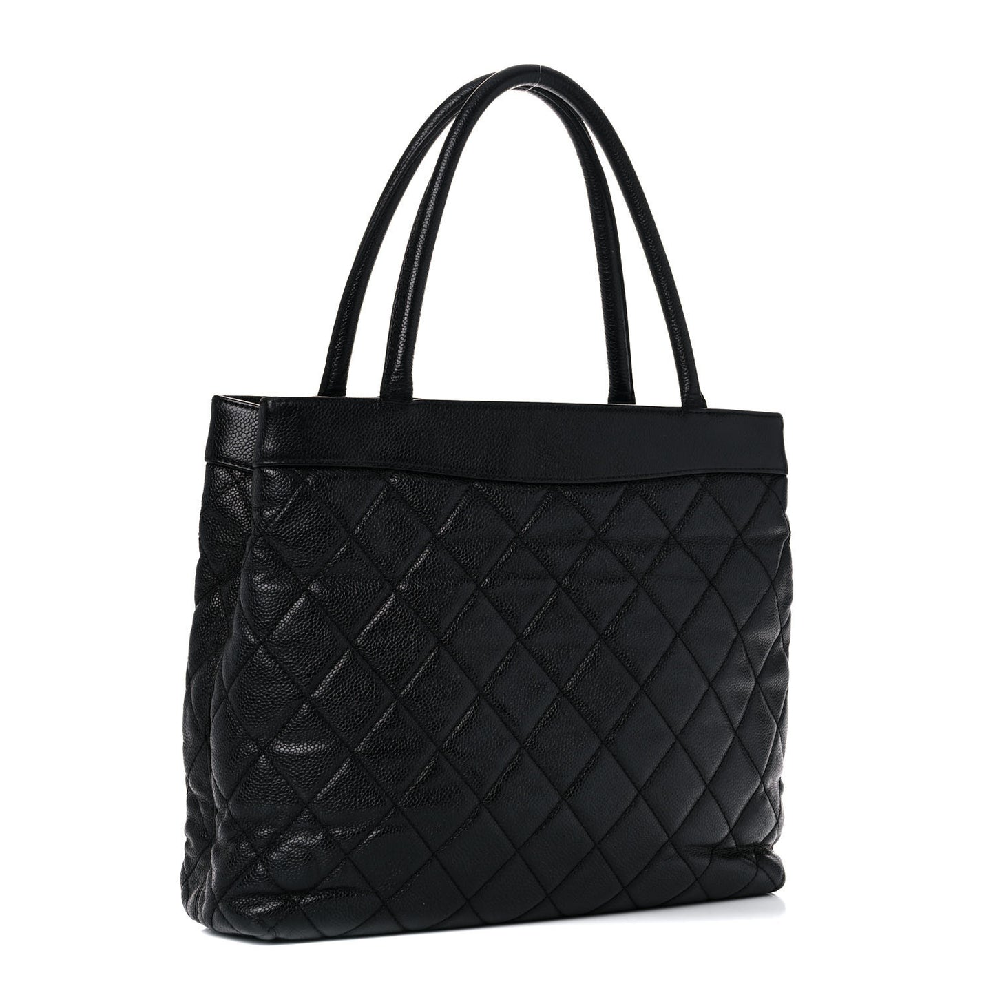Caviar Quilted CC Shopping Tote Black