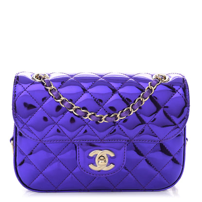Chanel Mirror Calfskin Metallic Calfskin Quilted Hollywood Boulevard Mini Flap With Star Coin Purse Purple 1 of 12