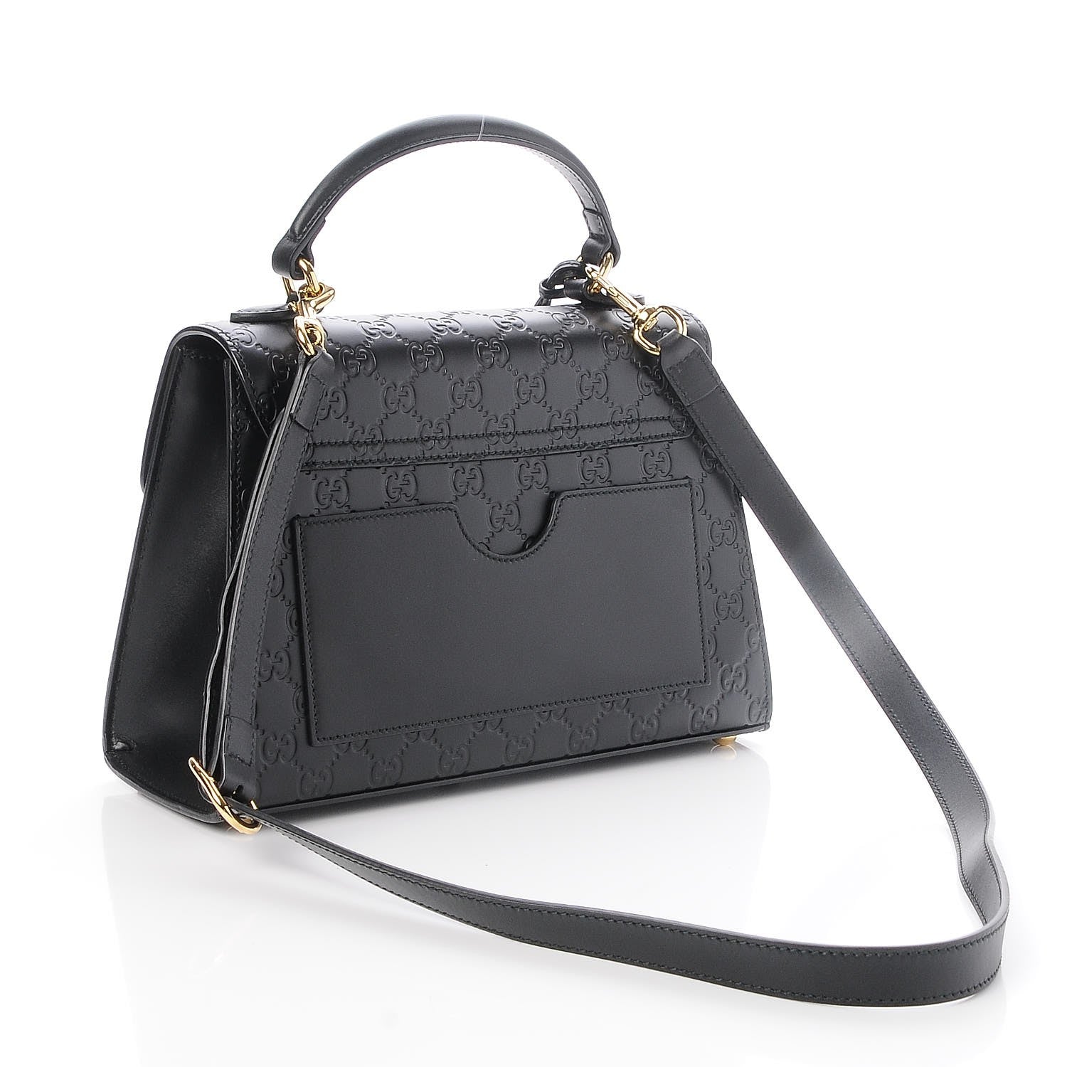Gucci Guccissima Signature Small Padlock Top Handle Bag Black 4 of 8