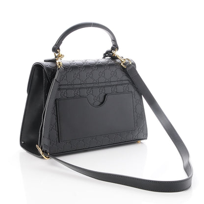 Gucci Guccissima Signature Small Padlock Top Handle Bag Black 4 of 8
