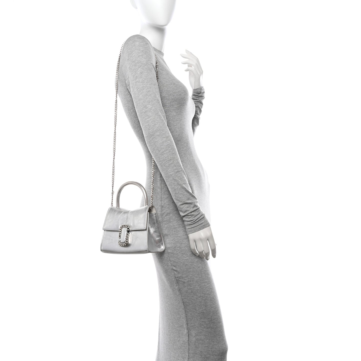 Calfskin The Metallic St. Marc Mini Top Handle Bag Silver