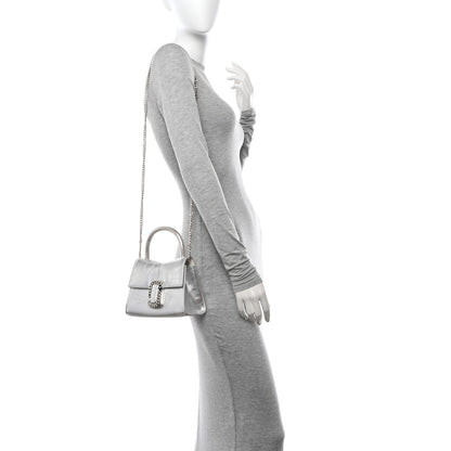 Marc Jacobs Calfskin The Metallic St. Marc Mini Top Handle Bag Silver 2 of 11