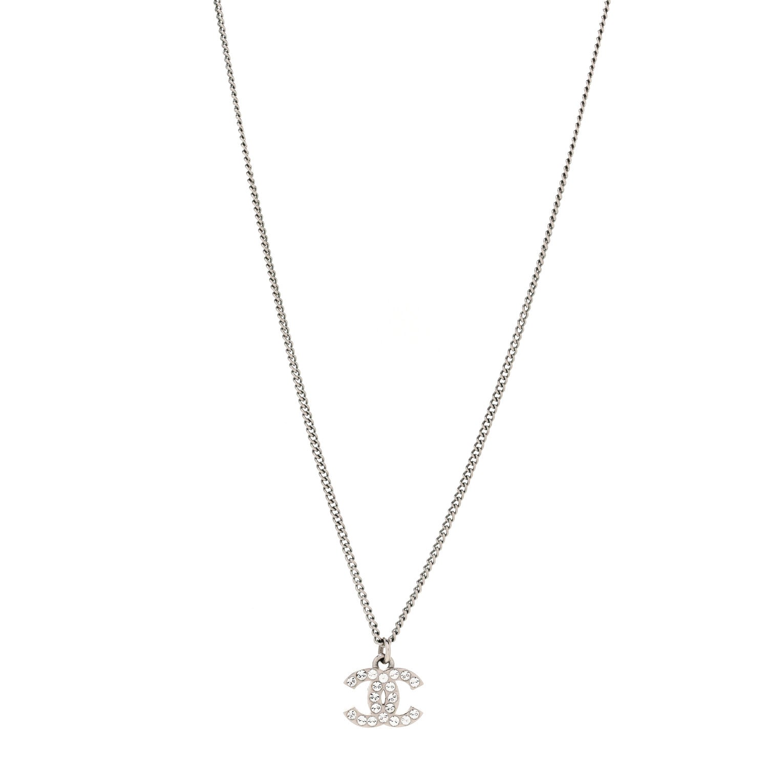 Chanel Crystal Timeless CC Necklace Silver 1 of 5