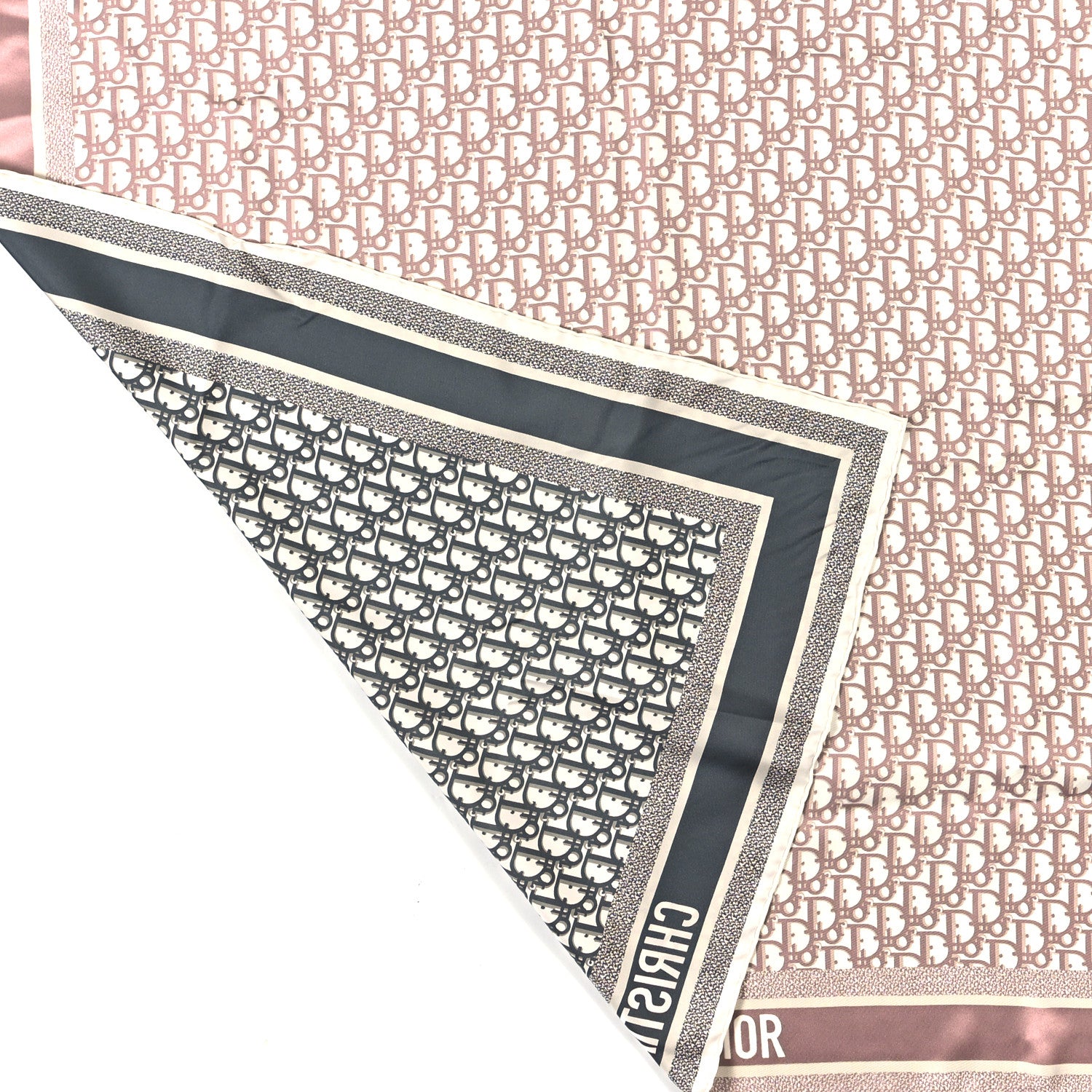 Christian Dior Silk Oblique Scarf Rose Grey 2 of 2