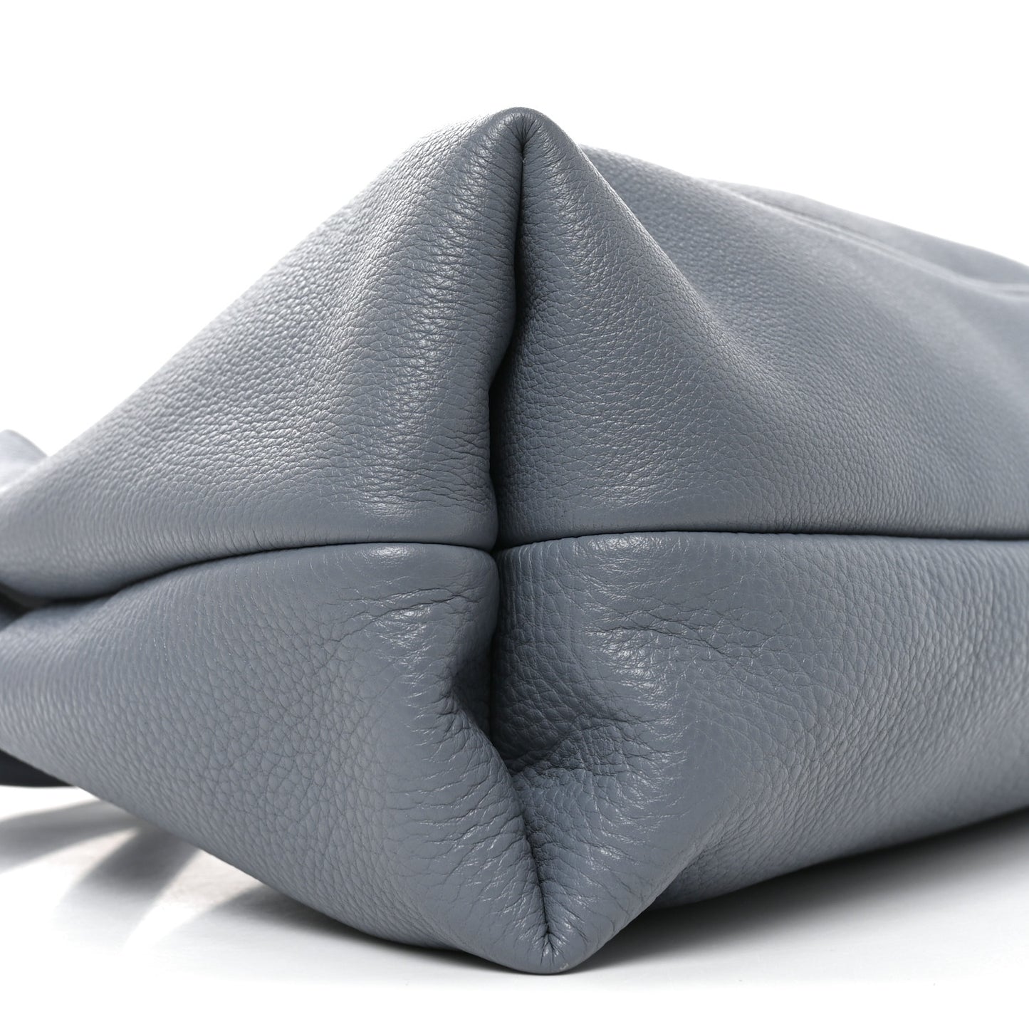 Grained Calfskin Softbit Maxi Shoulder Bag Foggy Grey