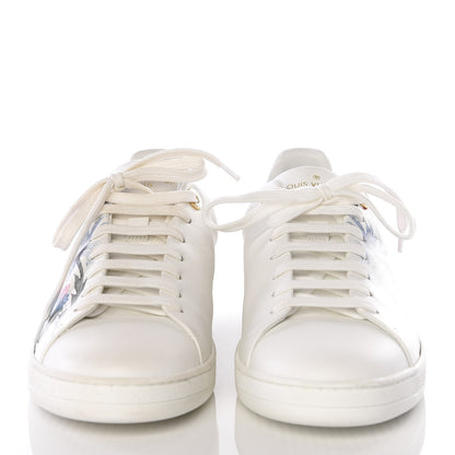 Louis Vuitton Calfskin Floral Frontrow Sneakers 37.5 White 3 of 11