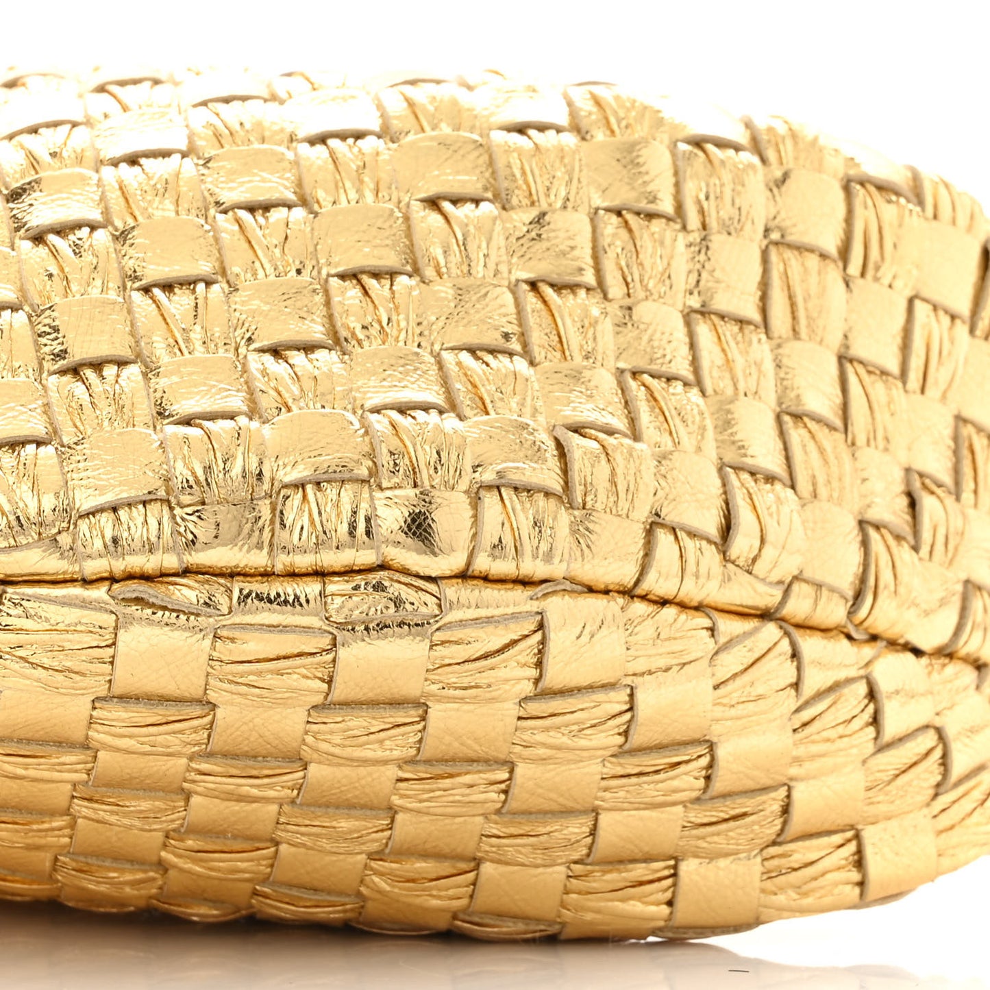 Laminated Calfskin Pressed Intreccio Mini Jodie Gold
